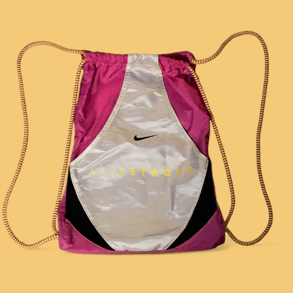 Nike LIVESTRONG Team Training Gym Bag Gymsack Pink&Yellow Backpack Rare EUC